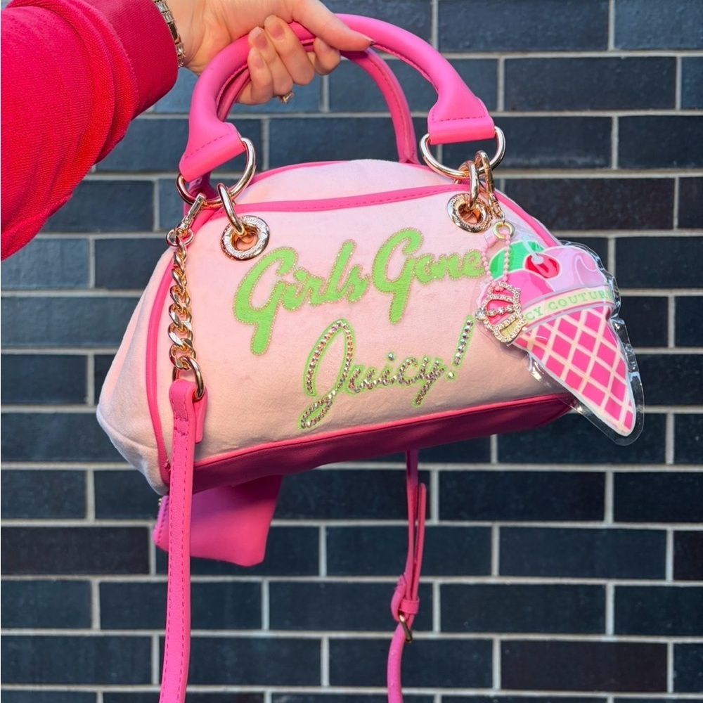 Custom Juicy Couture Pink and Green 'Girls Gone Juicy' Satchel